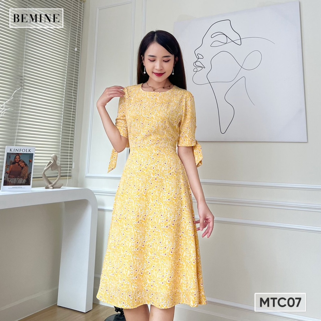 Đầm tay ngắn cột nơ BEMINE MTC07