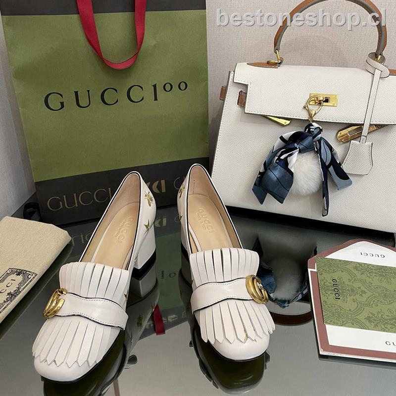 Hàng Mới Về Giày Gucci Gót Vừa Thêu Hình Ong Phối Tua Rua Thời Trang Mùa Xuân Cho Nữ Áo Thun Họa Tiết Ngôi Sao Thời Trang Cá Tính