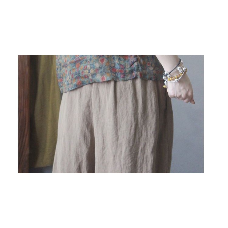 ICE Cotton Linen Printing Chinese Knot Button Shirt Niche Top Western Style Youthful-Looking Female Retro and Hipster Style