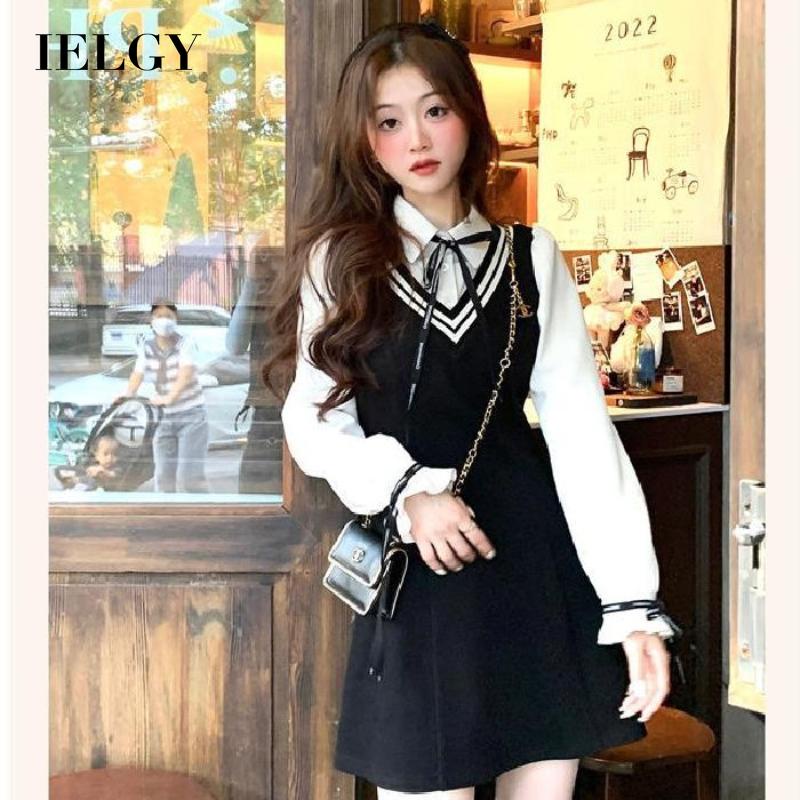 IELGY    Đầm Giả Hai Mảnh Thiết Kế Phong Cách Ngoại Thương Cho Nữ