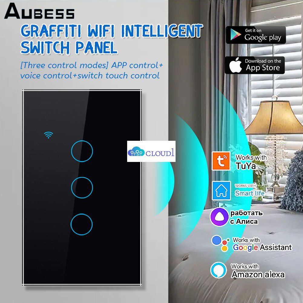 Công Tắc Gắn Tường Thông Minh Wifi Tuya/Smartlife Hoa Kỳ (Yêu Cầu Dây Trung Tính) Điều Khiển Từ Xa Điều Khiển Bằng Giọng Nói Alexa Google Home Cloud1