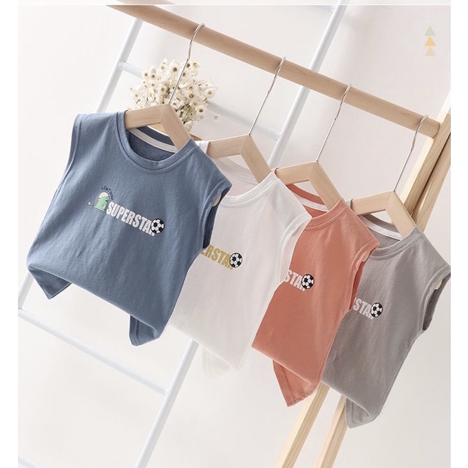 Áo Ba Lỗ In Hình Bóng Đá, Áo Sát Nách Chất Đũi Thoáng Mát Cho Bé Từ 7-27kg MINKYSOON