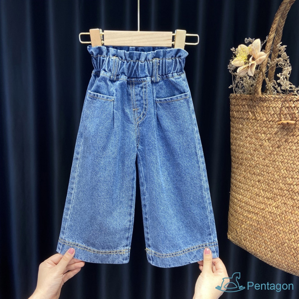 Set Áo Cổ Thủy Thủ + Quần Jean Ống Rộng Thời Trang Cho Bé Gái