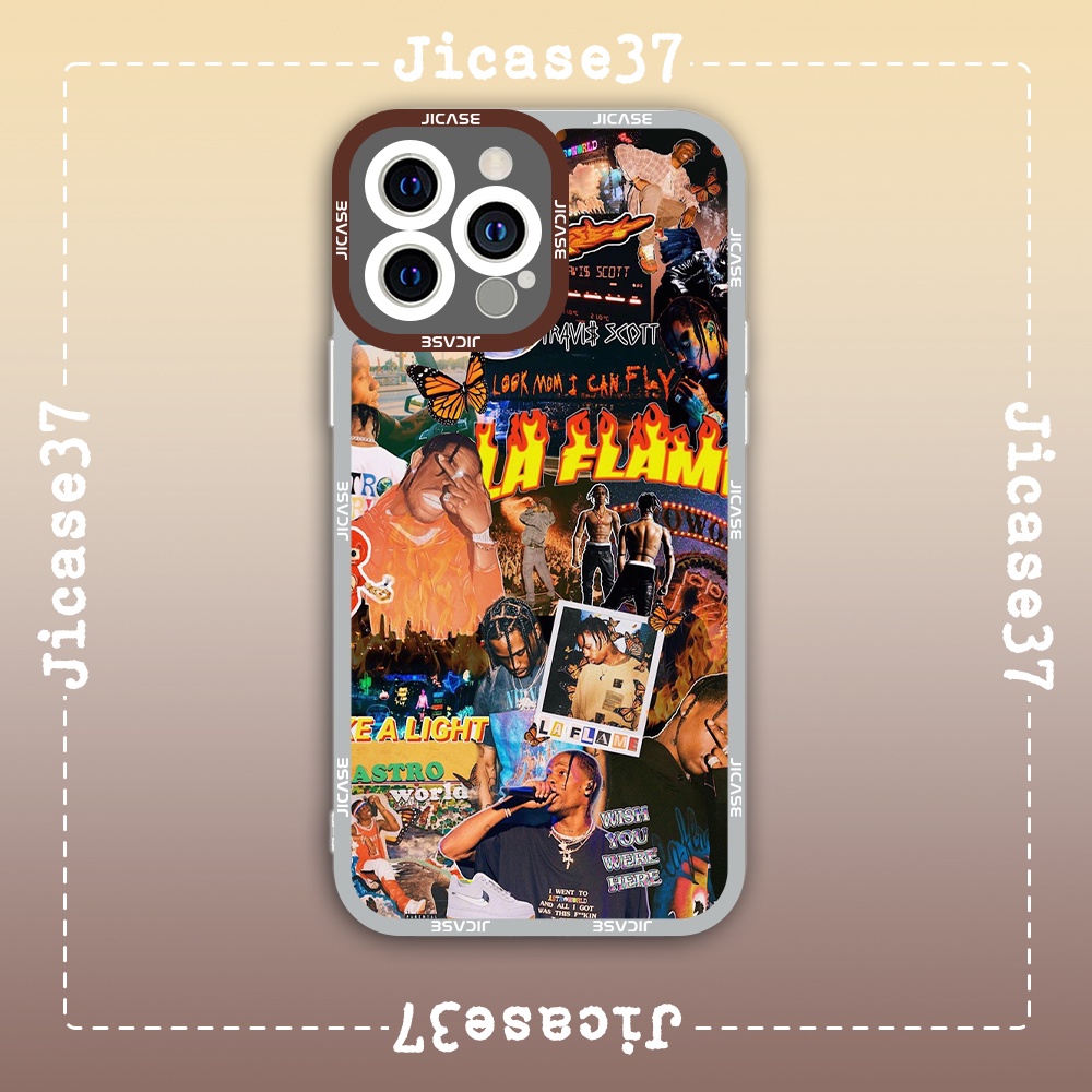 Ốp lưng iphone samsung xiaomi oppo cạnh vuông Jicase JMcase Travis Scott Collage Aesthetic USUK Rapp