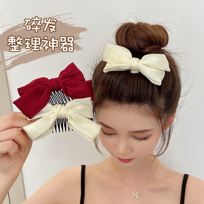 Giảm Giá Lược Kẹp Tóc Mái Ngang Thắt Nơ Phong Cách Mới Chống Gãy Tóc Mùa Hè