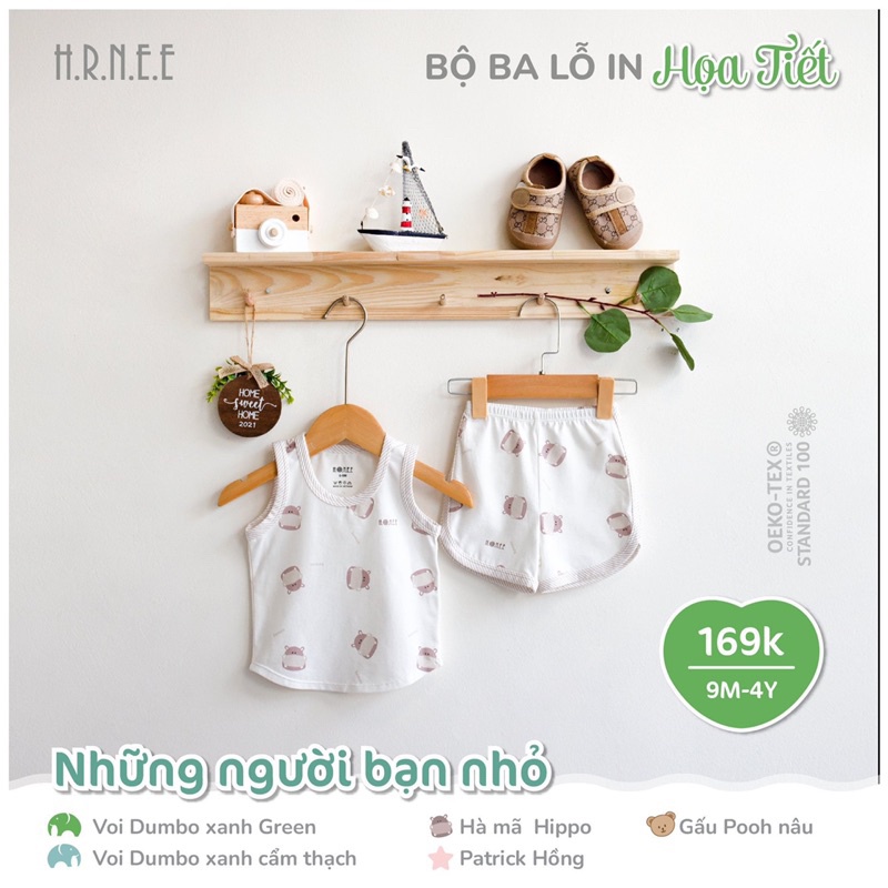 [ Hrnee ] Bộ ba lỗ chất modal bé từ 6-17kg