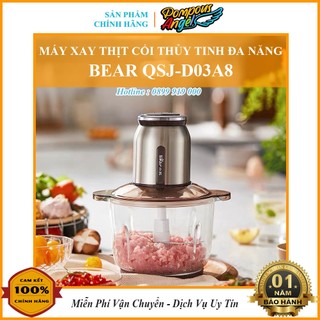 [Sẵn+Chính hãng] Máy xay thịt cối thuỷ tinh 2L BEAR QSJ-D03A8 2 nút bấm Bảo hành 12 tháng