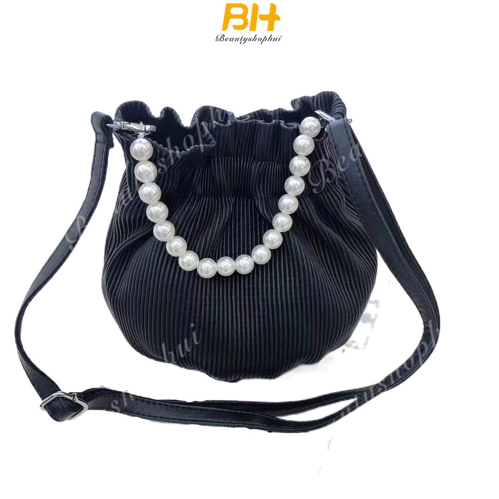 Túi Đeo Chéo Da PU Đính Ngọc Trai Thời Trang Dành Cho Nữ