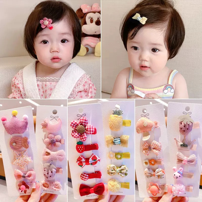 Set 5 Kẹp Tóc Nhiều Màu Dễ Thương Cho Bé Gái