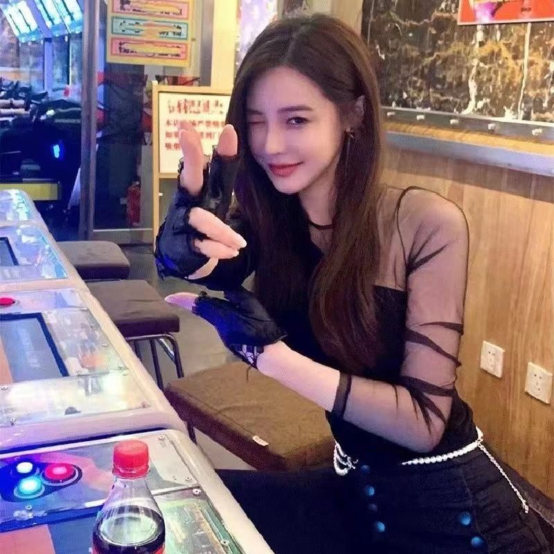 Áo Sơ Mi Tay Dài Dáng Ôm Màu Đen Thời Trang Mùa Thu Xinh Xắn Cho Nữ