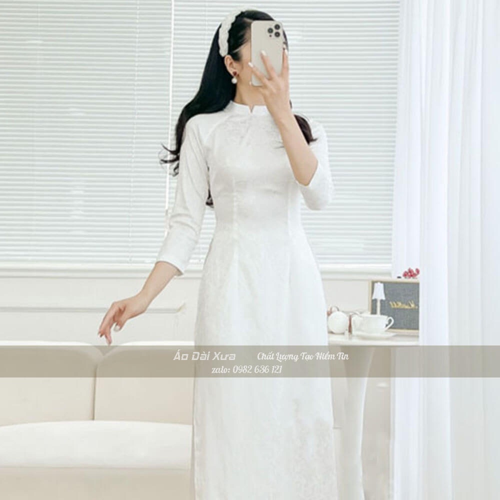 Áo Dài Cách Tân Nữ Gấm Tơ Cúc FH10