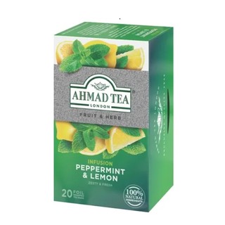 Trà thảo mộc Bạc Hà và Chanh 30gram/hộp - Ahmad Peppermint & Lemon Tea 30g/20bags (túi lọc có bao thiếc - 20 túi/hộp)