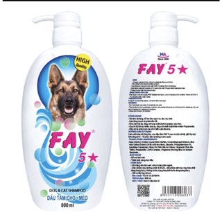 Sữa tắm chó mèo fay 5 sao 800ml, lưu hương lâu, khử mùi