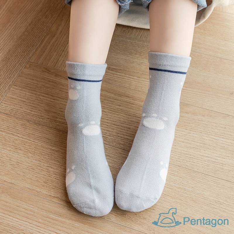 Set 5 Đôi Vớ Cotton Thoáng Khí Họa Tiết Hoạt Hình Cho Bé