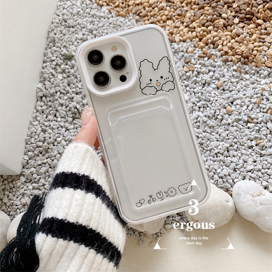 Ốp Điện Thoại TPU Mềm Trong Suốt Có Ngăn Đựng Thẻ 3 Trong 1 Cho IPhone 14 13 12 11 Pro Max X XR Xs Max 8 7 6 6s Plus SE 2020