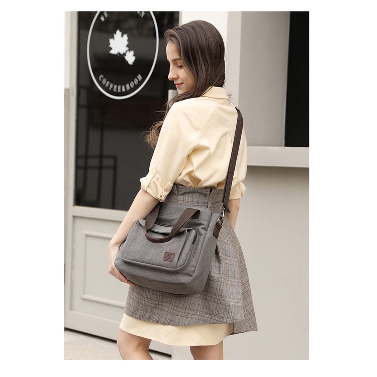 Túi Xách Đeo Vai Bằng Vải Bạt Kích Thước Lớn Phong Cách Mới 2023 Dễ Phối Đồ Cho Nữ