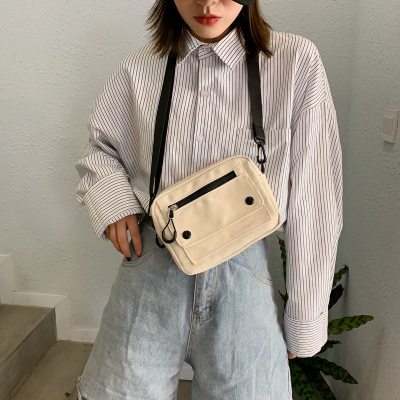 Túi Vải Canvas Đeo Chéo Phong Cách Harajuku Đường Phố Cá Tính