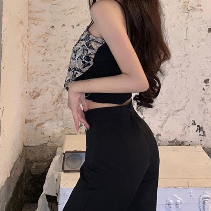 Áo Hai Dây Màu Đen Thời Trang Mùa Hè 2023 Cho Nữ