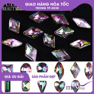 Đá đính nail rainbow nhiều mẫu set 10 hạt