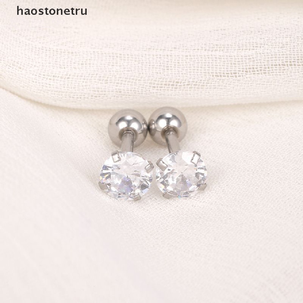 1 Đôi Khuyên Tai Helix Bằng Thép Không Gỉ Đính Đá Zircon Đơn Giản Thời Trang Dành Cho Nữ