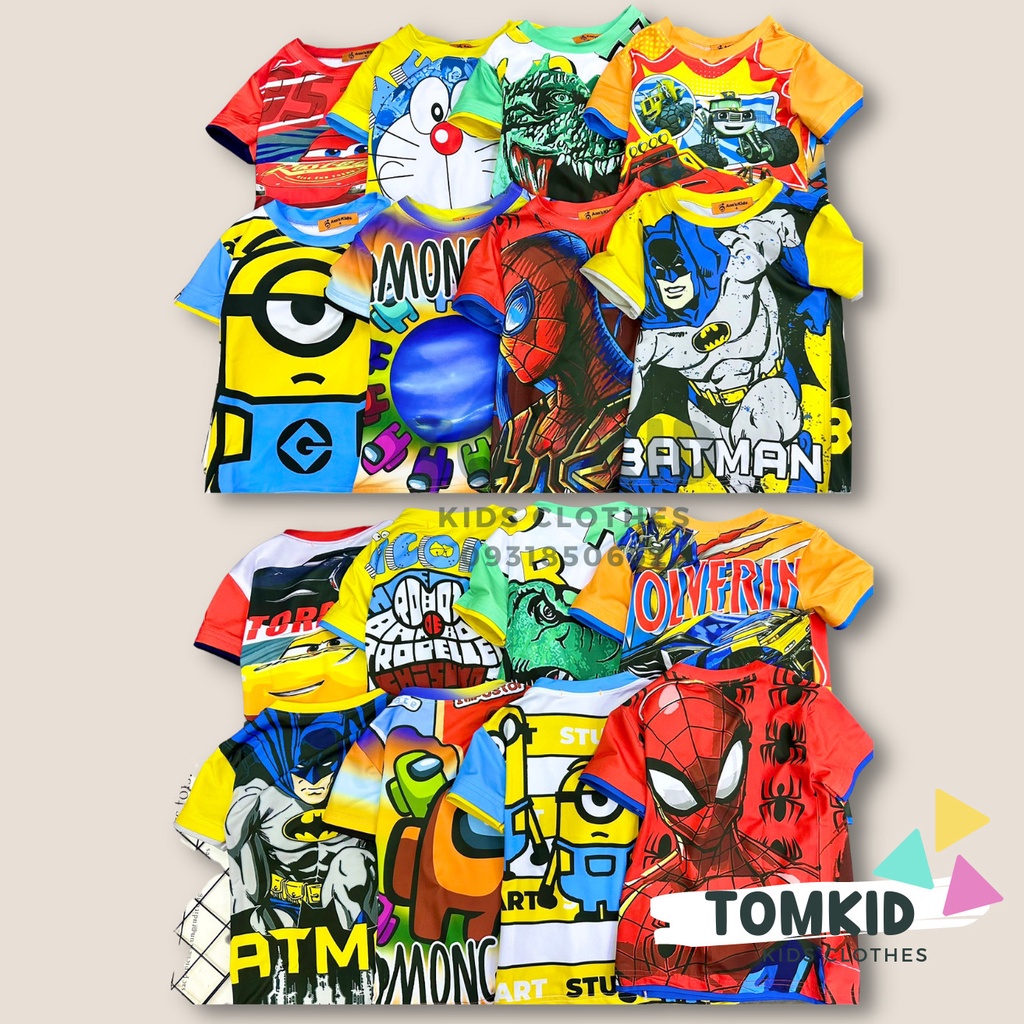 Bộ thun lạnh bé trai, đồ bộ cho bé chất thoáng mát co giãn không nhão 10-40Kg Tomkids