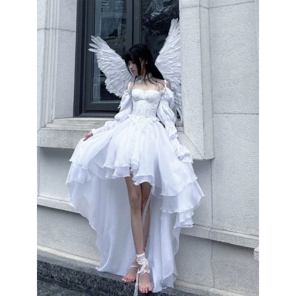 Bộ Áo Tay Phồng + Chân Váy Lưới Lưng Cao Thời Trang Mùa Xuân Mới 2023 Cho Nữ