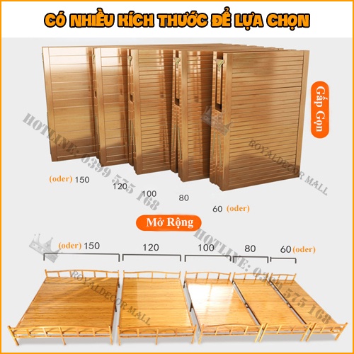 Giường Tre Gấp Gọn ROYALDECOR Cho Bà Đẻ Tiện Lợi Chất Liệu Thiên Nhiên Nội Thất Phòng Ngủ
