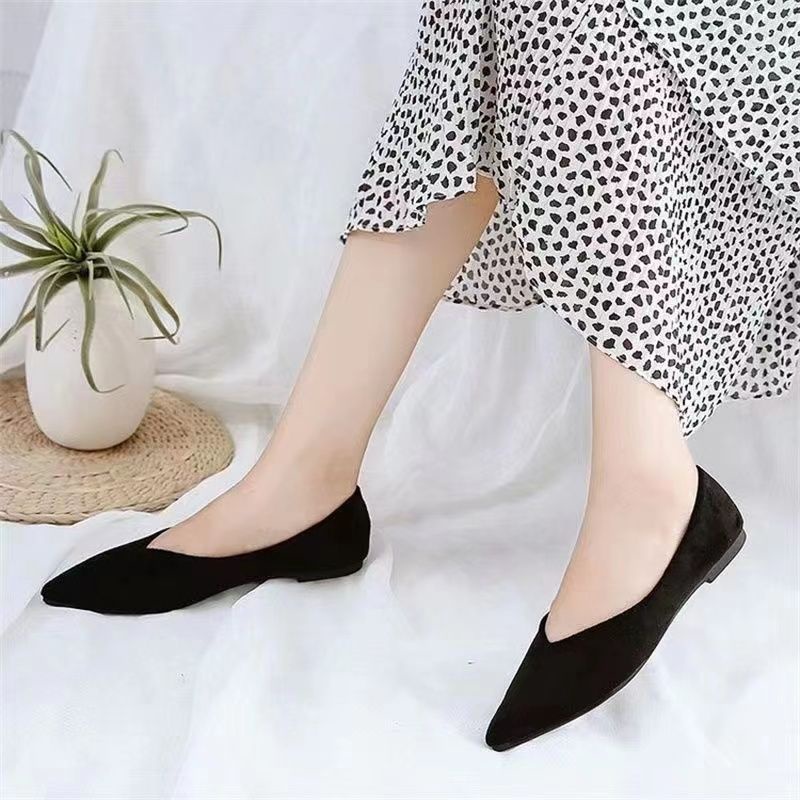 Giày Búp Bê Da Đế Dày Đính Ngọc Trai Thời Trang Dành Cho Nữ