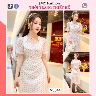 V3344 Váy trắng voan hoạ tiết tiểu thư nữ tính [DVC&ACC] váy voan dáng dài sang chảnh