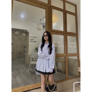 Áo Sơ mi kẻ dọc cut vai up (3229) (ảnh tự chụp)