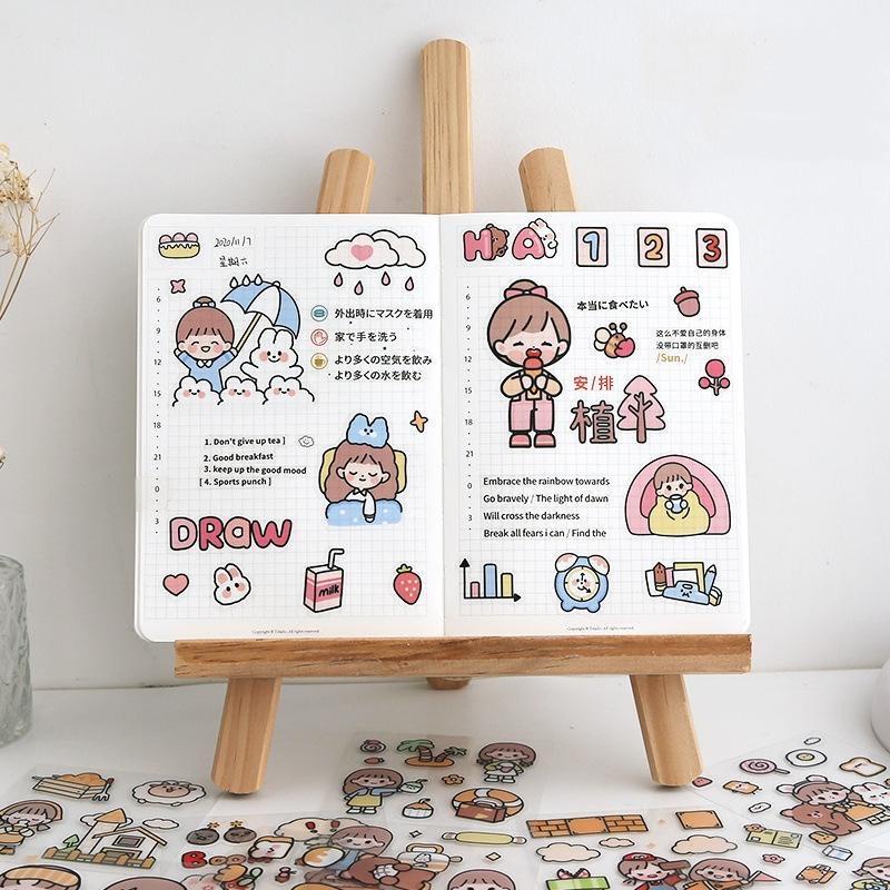 Miếng sticker cute dán vở, bình nước DIY