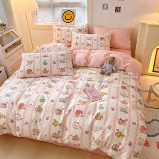 [Chi tiết] Chăn Ga Gối Cotton Living "Kẻ Cầu Vồng" 4 món