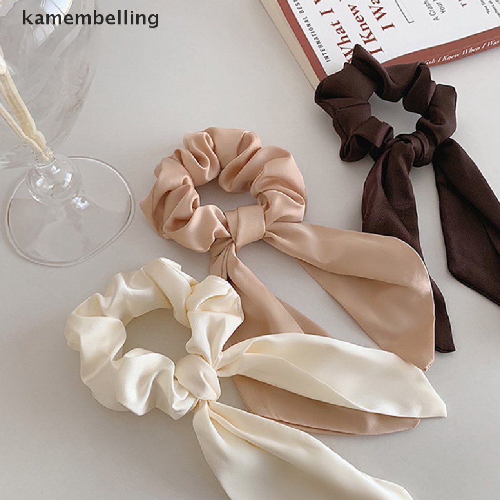 Dây Buộc Tóc Ruy Băng Dài Co Giãn Màu Trơn Thời Trang Thanh Lịch Cho Nữ