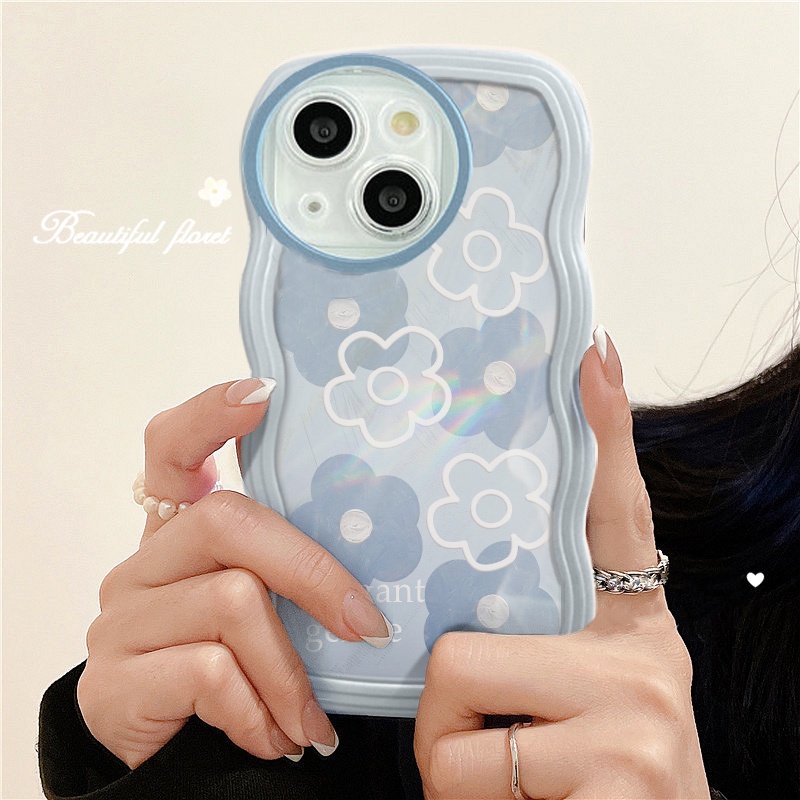 Casing OPPO A17 A77S A76 A96 A54 4G 5G A16 A16S A74 A95 A94 A93 A55 A53 A33 2020 A52 A72 A92 A15S A15S A31 A1K A12E A3S A9 A5 A7 A5S A12 A11K A57 2022 A83 A71 2018 A59 F11 Pro F9 F7 F1S F5 Youth Wavy Edge Flowers Soft Phone Case BW 29