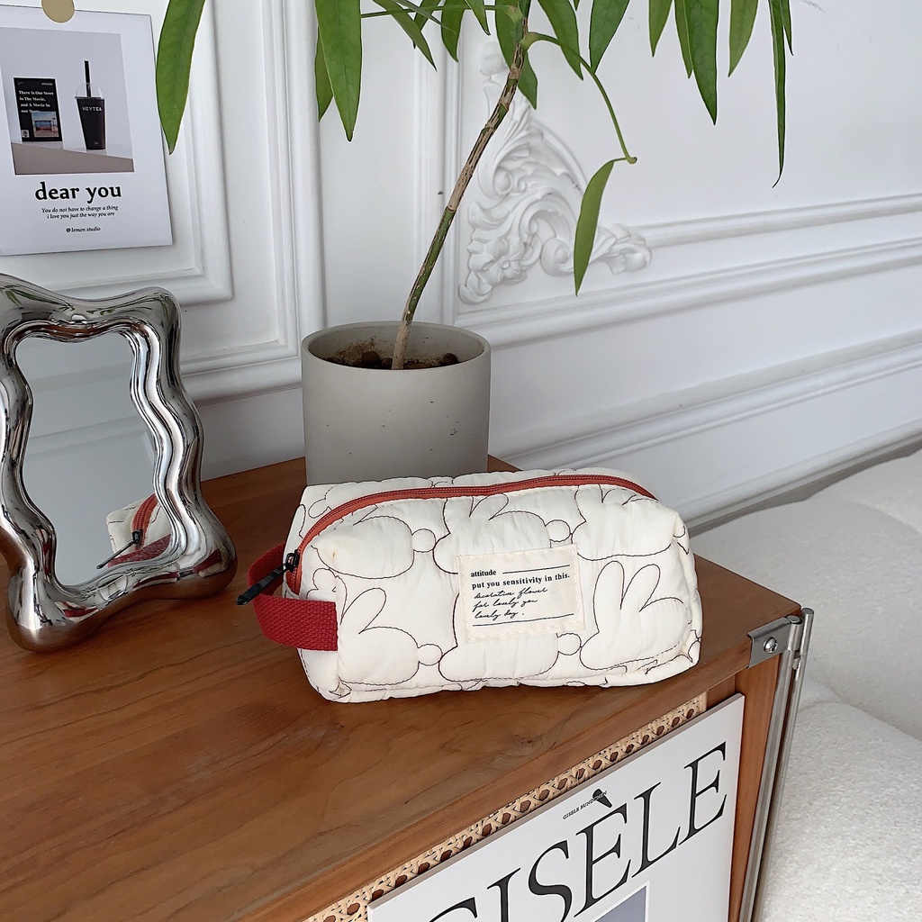 Túi Đựng Bút Chìa Khóa / Điện Thoại Di Động Hình Thỏ Nhồi Bông Chần Bông Cá Nhân Thời Trang Kích Thước Lớn Cho