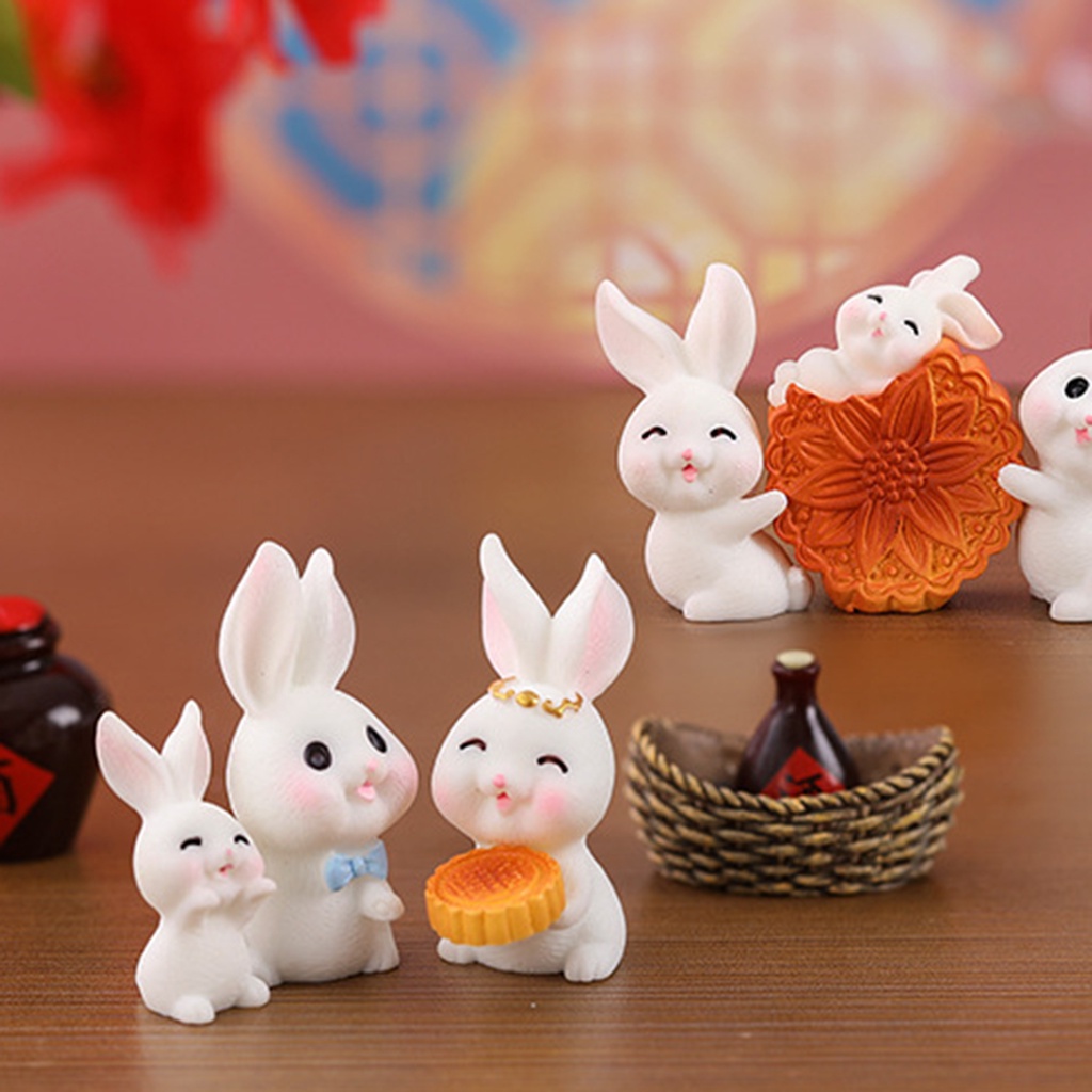 Set 2 Tượng Thỏ Mini Siêu Nhẹ Trang Trí Phòng Ngủ