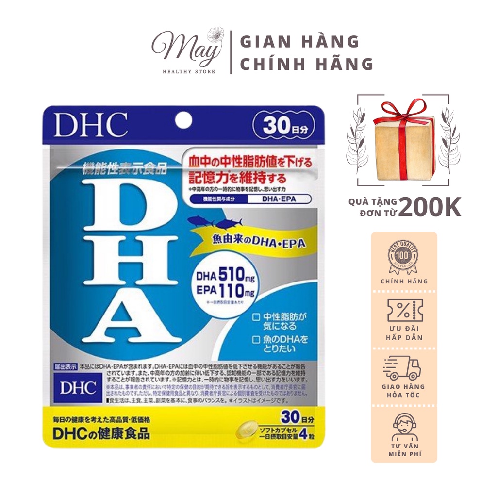 Viên Uống DHA DHC 30 ngày Bổ Não, Mắt Và Tim Mạch (Gói 120 Viên)