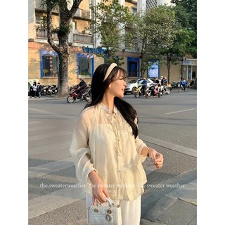 Set áo voan tơ cổ tròn đính ngọc kèm áo 2 dây the.sweaterweather TSW (ảnh thật)