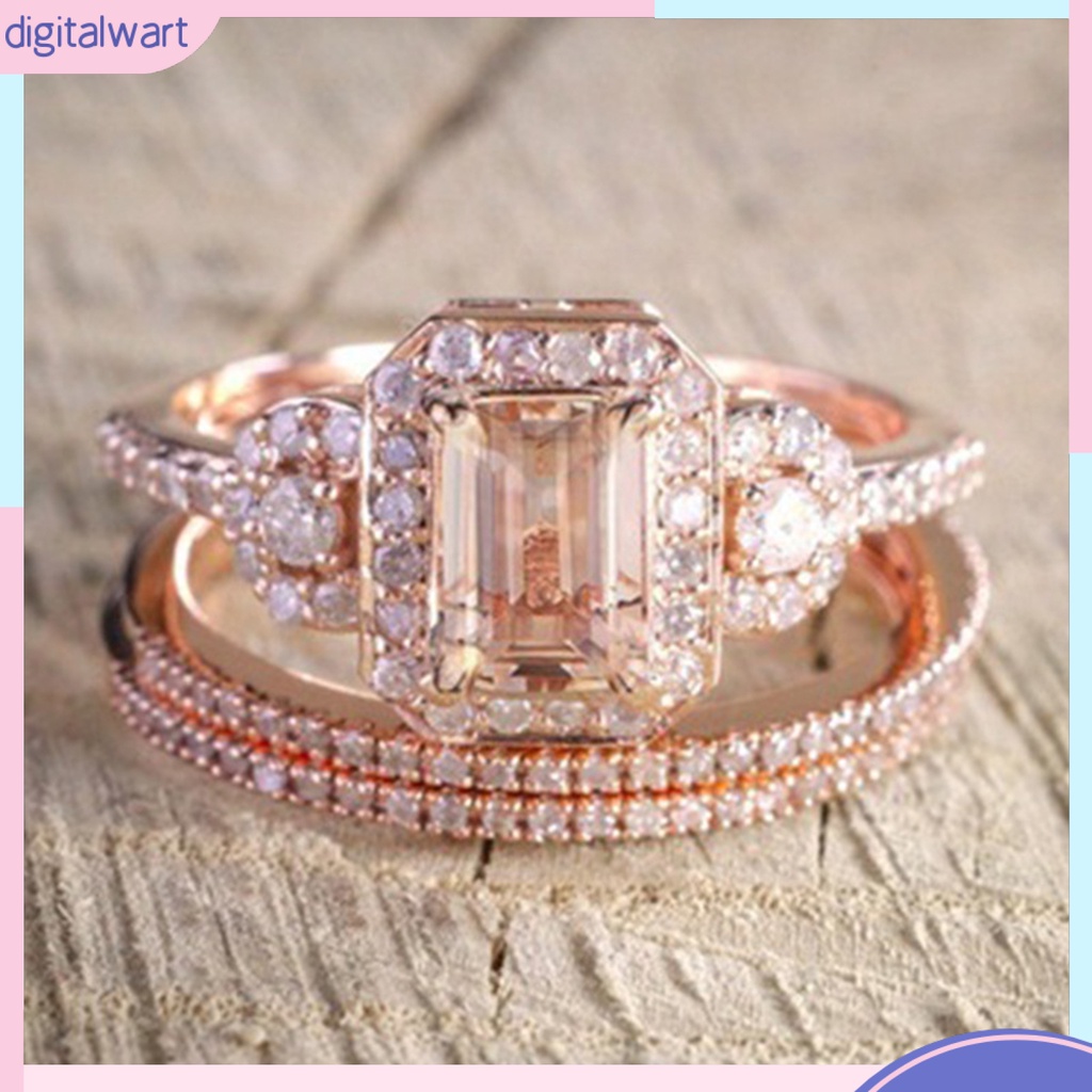 Set 2 Nhẫn Hợp Kim Đính Đá Pha Lê Nhân Tạo Thời Trang Dành Cho Nữ