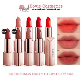 Son thỏi G9SKIN / G9 Skin FIRST V-FIT LIPSTICK vỏ vàng màu 01 02 03 04 05 06 07 08