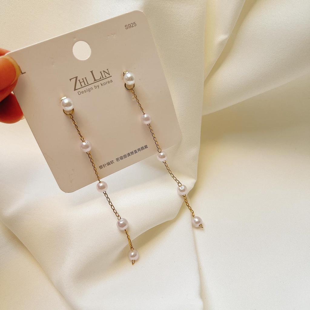 Bông tai dài 5 hạt