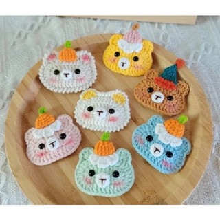 Kẹp tóc hình gấu bằng len handmade