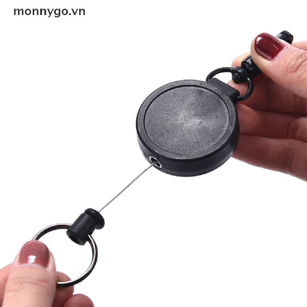 Móc Khóa Dây Rút Có Kẹp Giữ Thẻ ID An Toàn Màu Đen