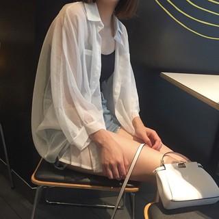 <ORDER_ULZZANG STYLE/KOREA STYLE> áo sơ mi lụa losse xuyên thấu