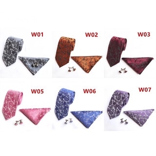 Set phụ kiện EFAN cà vạt khăn tay vuông và cặp khuy măng sét nhiều màu sắc tùy chọn thời trang dành cho nam