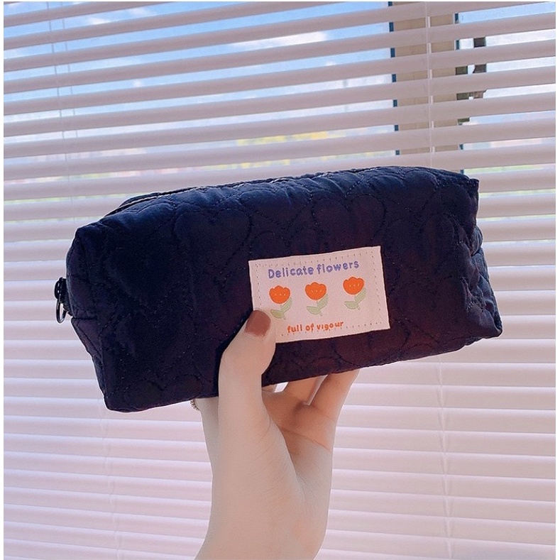 Hộp bút vải màu đen siêu to hoạ tiết dễ thương