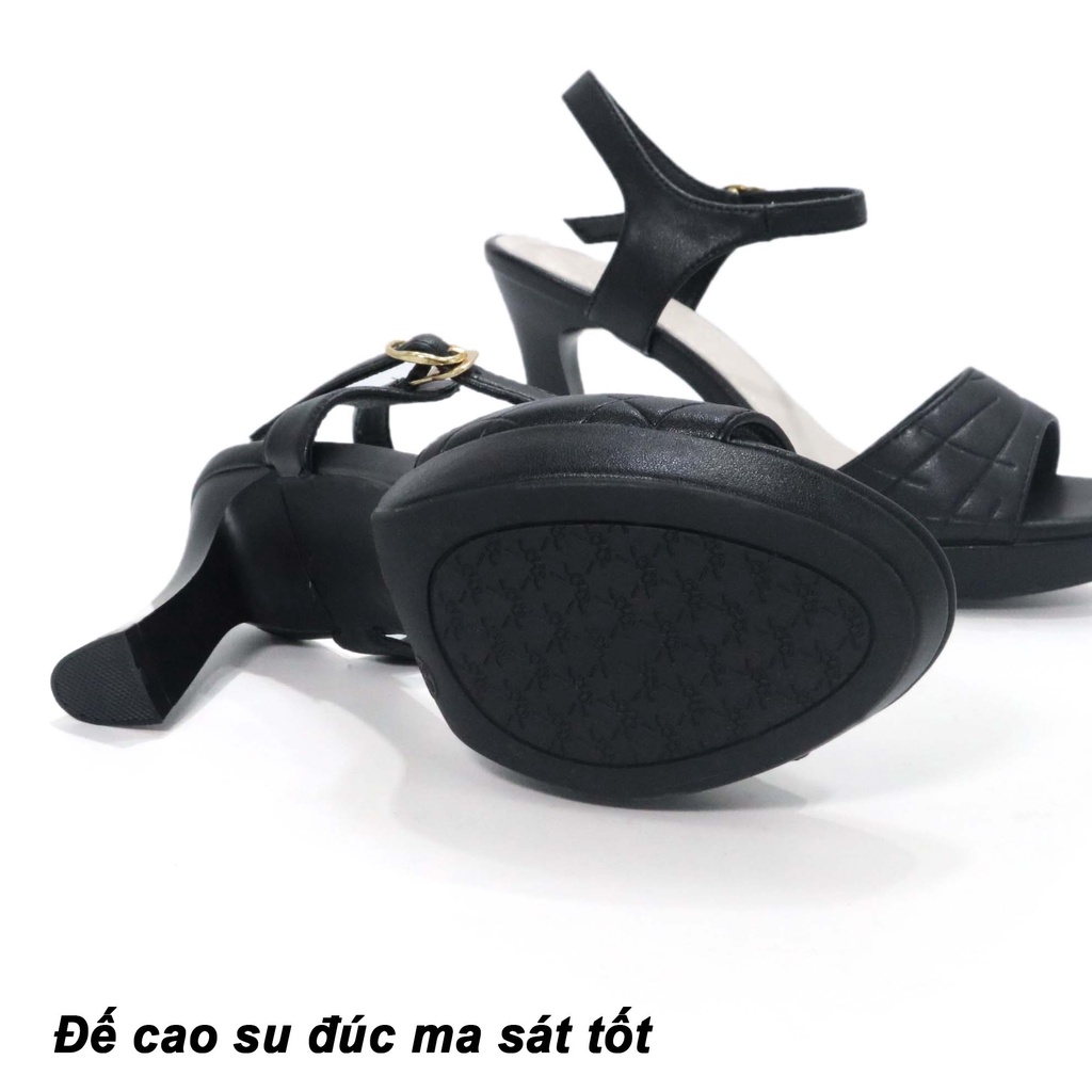 Sandal nữ 9cm da bò HT.NeO , Giày sandal 2 đế tôn dáng cao trước cao sau chống mỏi ,quai bản to che khuyết điểm bàn chân