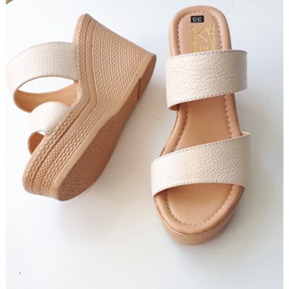 Dép nữ đế xuồng cao 9 phân da bò thật cao cấp VI VI .