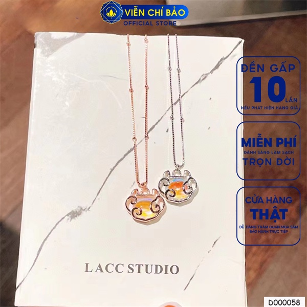 Dây chuyền trường mệnh đá mặt trăng chất liệu bạc Thái 925 thời trang phụ kiện trang sức nữ Viễn Chí Bảo D000058