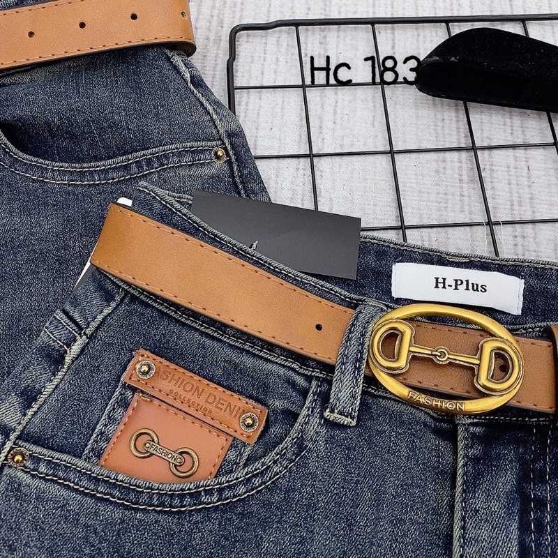 Quần jean nữ dáng baggy HPLUS kèm đai